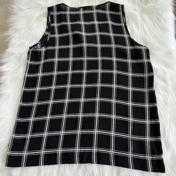 Pleione Anthropologie Sleeveless Top Tunic Black White Plaid MEDIUM #WQZ502664RK - Picture 6 of 8